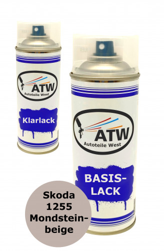 Autolack für Skoda 1255 Mondsteinbeige +400ml Klarlack Set